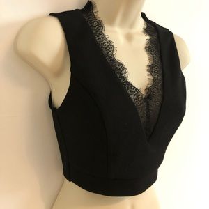 🪴3x$20 SALE Black Lace V-Neck Crop Top Blouse